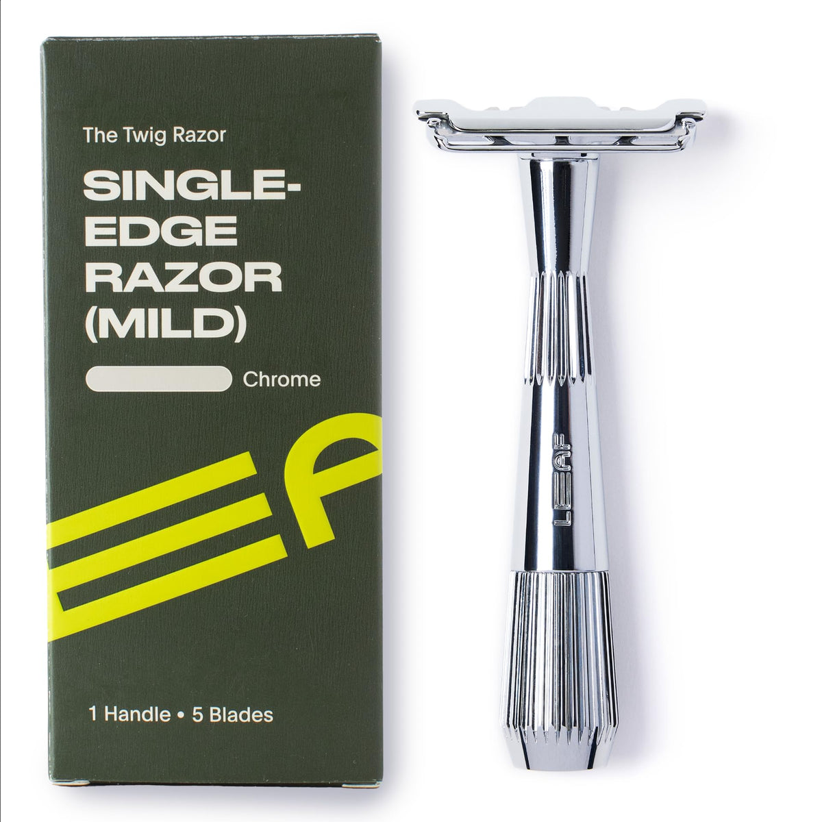Leaf Shave Twig razor front view highlights balanced precision