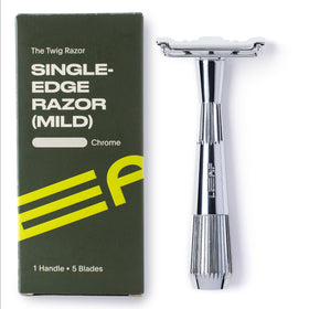 Leaf Shave Twig razor front view highlights balanced precision