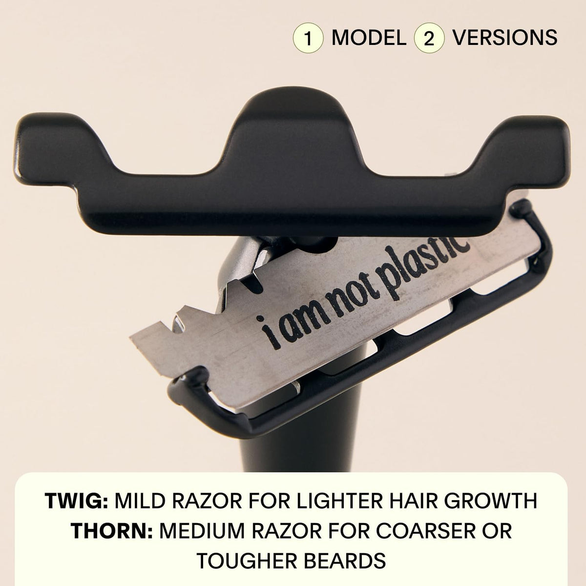 Leaf Shave Twig razor side view shows ergonomic handling for controlled strokes
