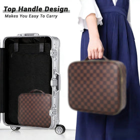 LEAFFUP checkered makeup bag showcases vintage pattern compatible with any style