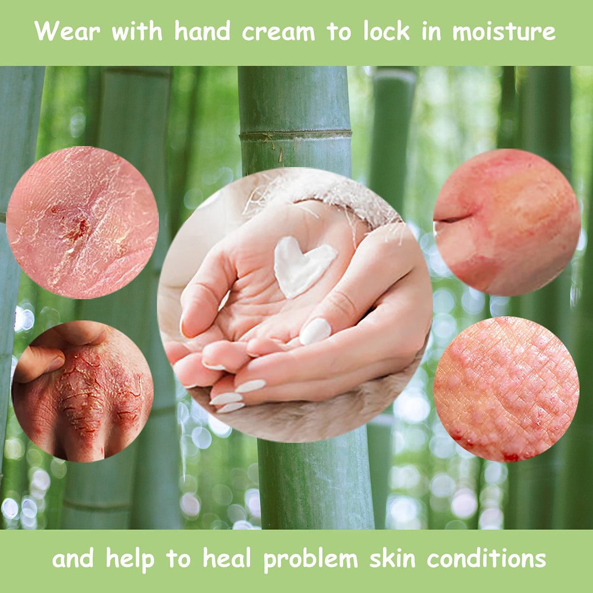 Close-up of Leafy Boo gloves showing soft, breathable fabric.