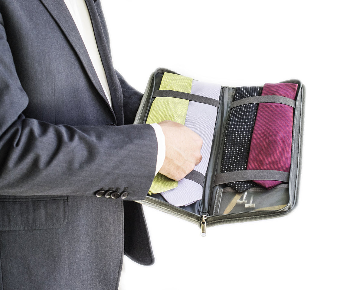 LeanTravel six-ties capacity design fits multiple neckwear options for organized packing