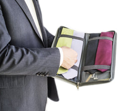LeanTravel six-ties capacity design fits multiple neckwear options for organized packing