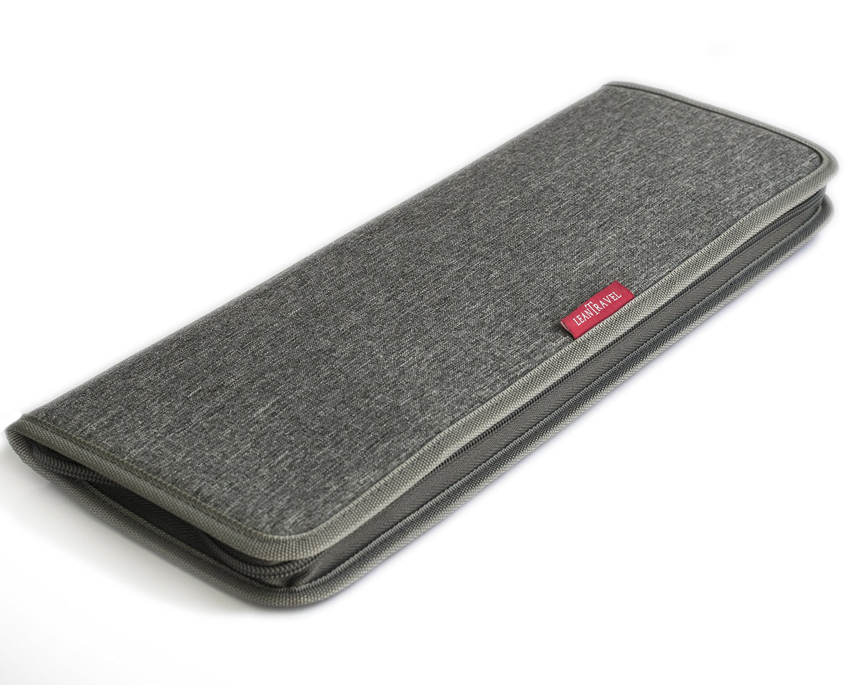 LeanTravel tie-case organizer grey pouch keeps ties neatly packed and protected during travel