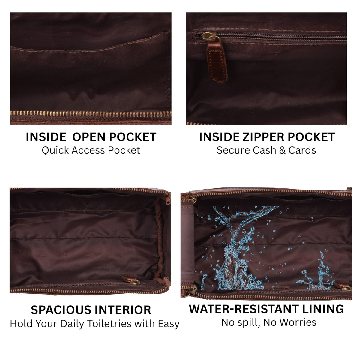 Leather & Latch zipper details provide smooth closures and durable performance.