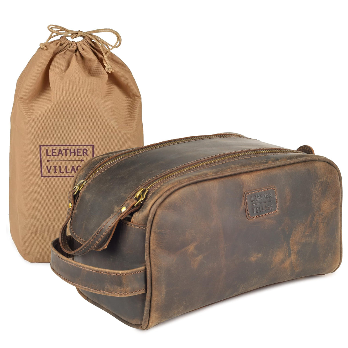 Leather Village Water-resistant interior keeps contents protected during travel or commute.