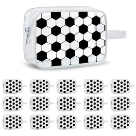 Lebaley 16pcs soccer clear PVC bag set, ideal for on-the-go organization and gifting.