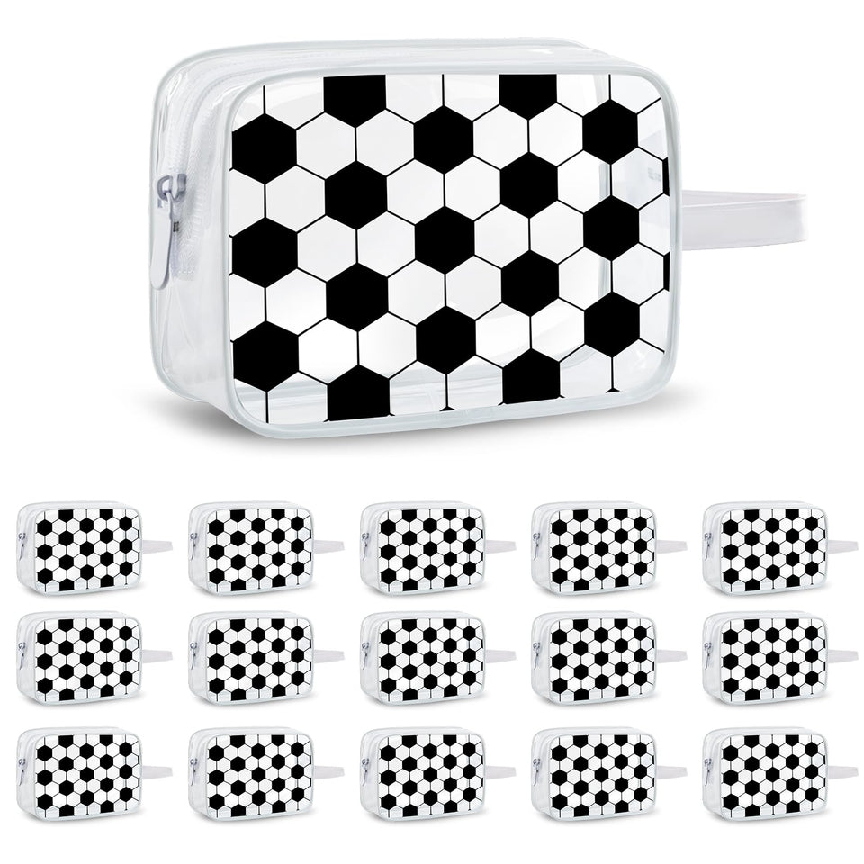 Lebaley 16pcs soccer clear PVC bag set, ideal for on-the-go organization and gifting.