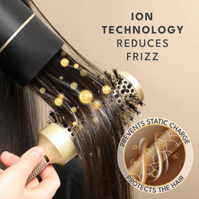LEBENLANG diffuser attachment reduces frizz and adds shine.