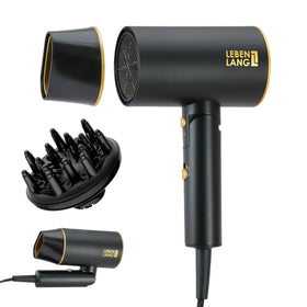 LEBENLANG foldable Ionic Hair Dryer for travel storage and compact packing.