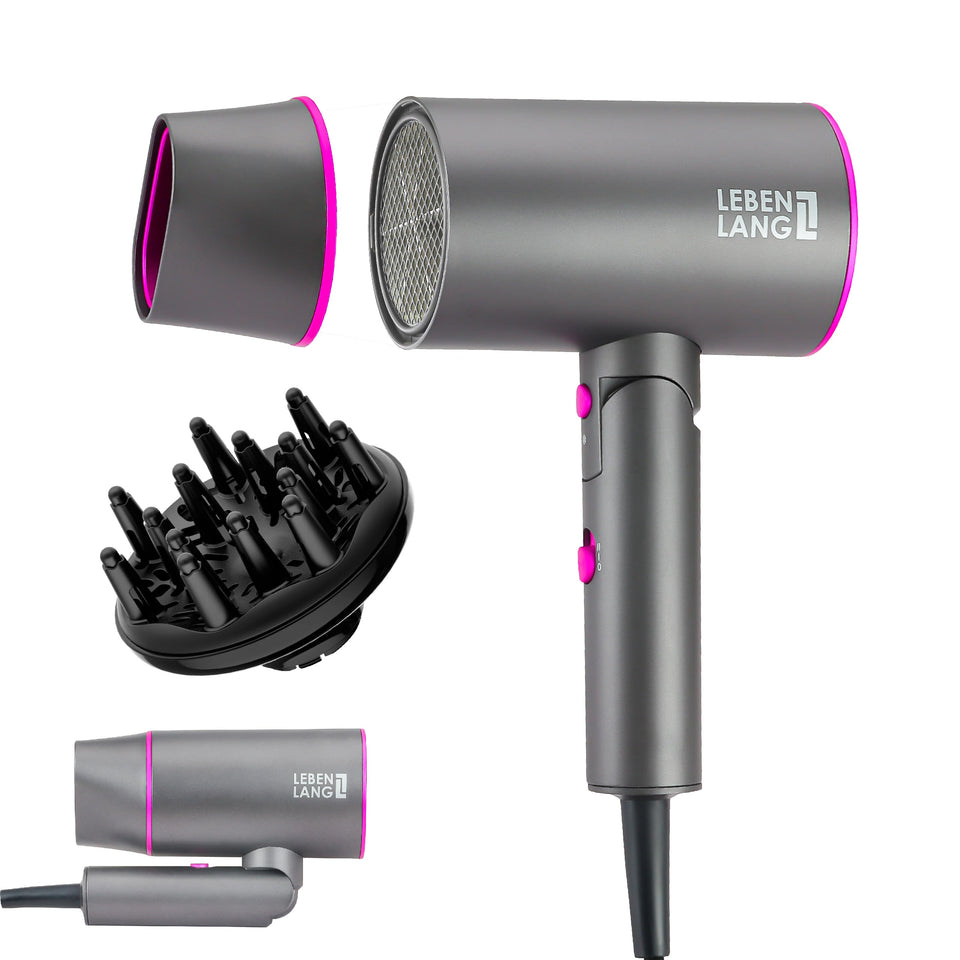 LEBENLANG Ionic Hair Dryer foldable design for travel and compact storage.