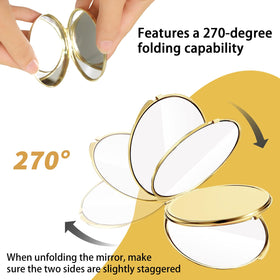 LECEHIVO gold compact mirror metal construction with long-lasting finish.