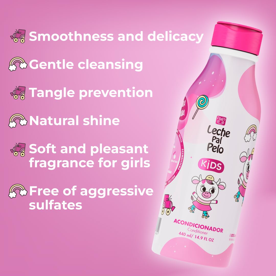 Leche Pal Pelo Kids conditioner pump top facilitates detangling during routine