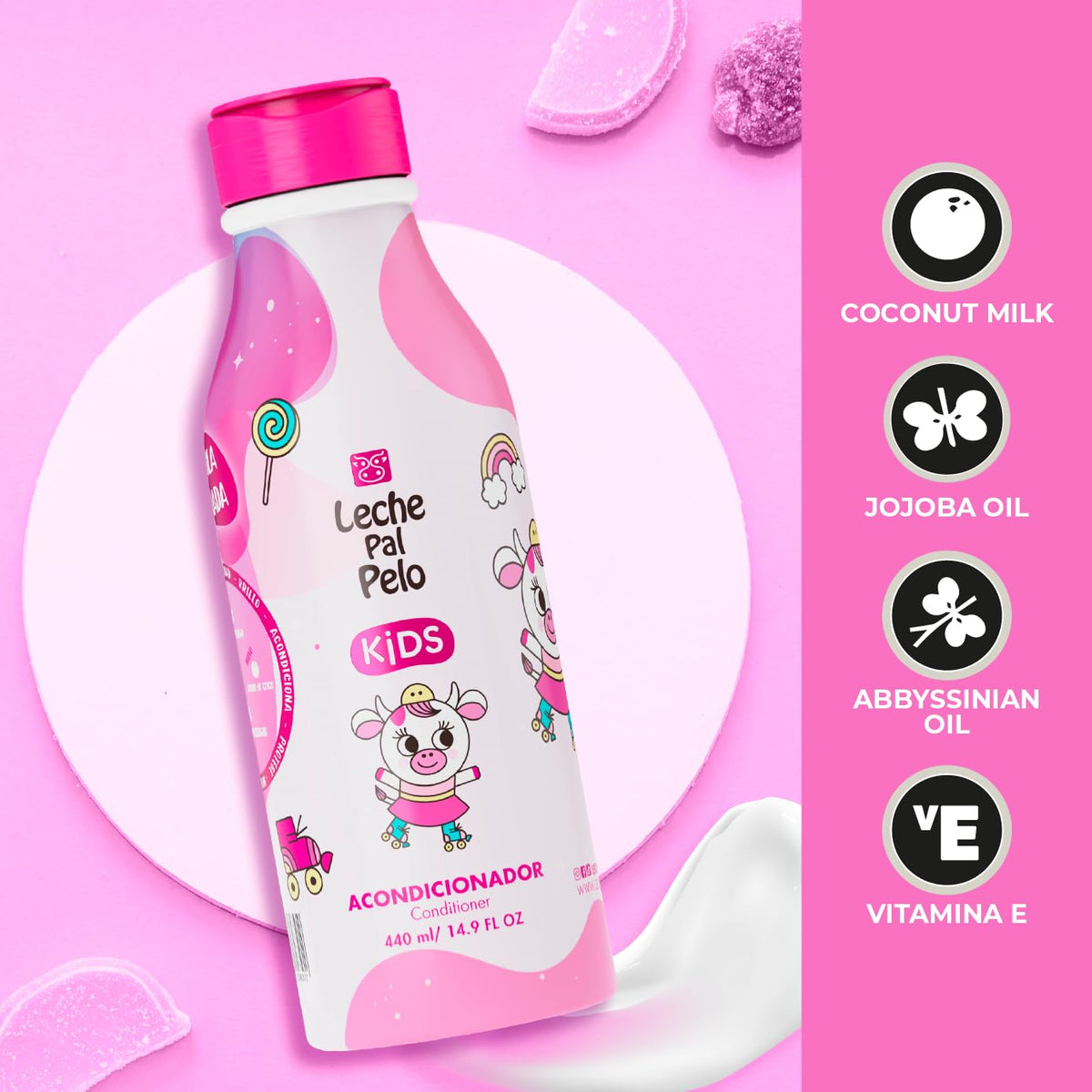 Leche Pal Pelo Kids conditioner texture close-up for gentle daily care