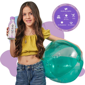 Leche Pal Pelo Kids Nourishing Shampoo on a kid friendly bathroom display