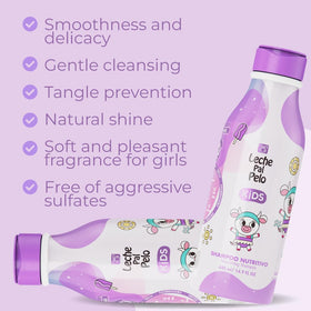 Leche Pal Pelo ingredients close up featuring jojoba oil and coconut milk