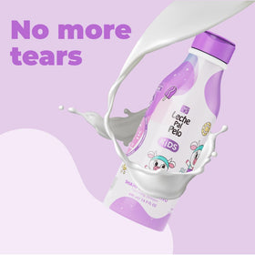 Leche Pal Pelo Kids Nourishing Shampoo on a shelf in a family bathroom