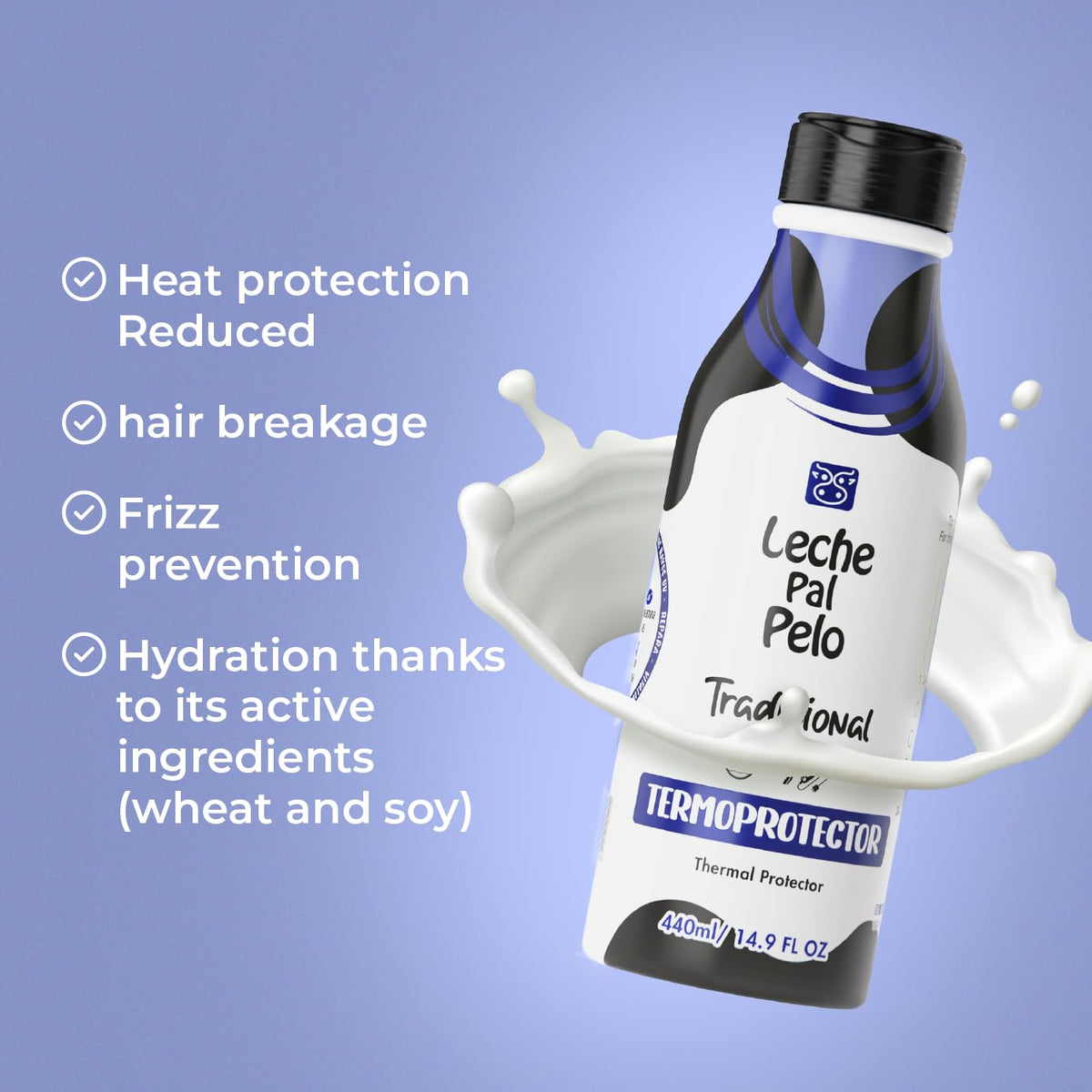 Leche Pal Pelo Traditional packaging notes UV defense for sun days.