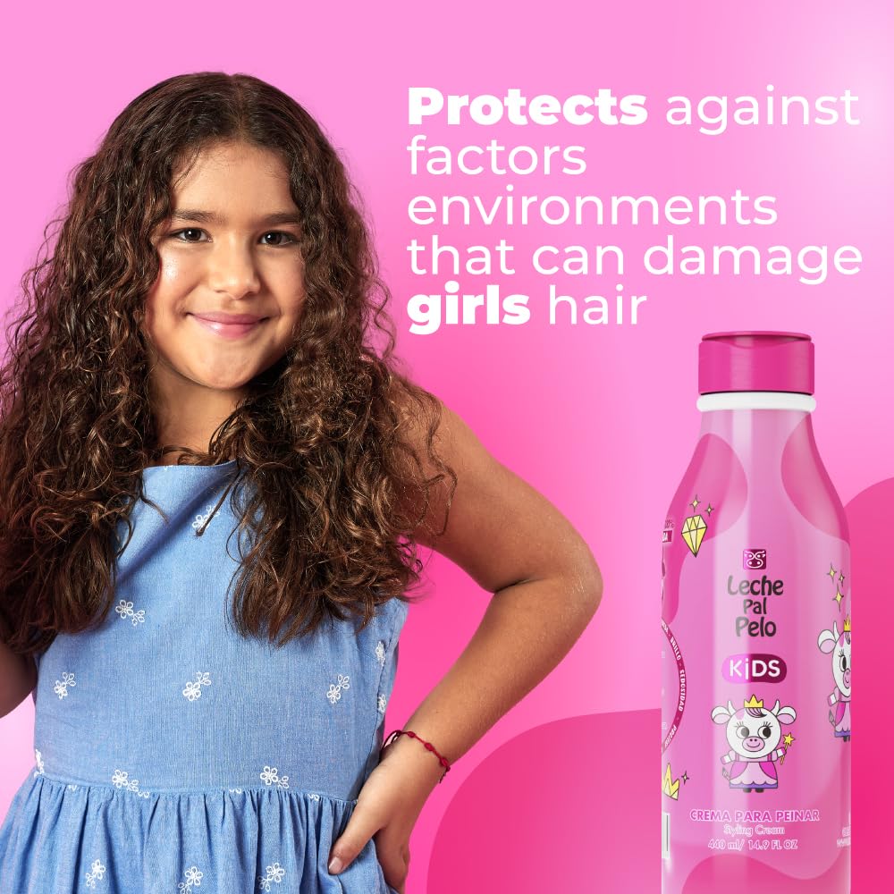 Leche Pal Pelo Kids Styling Cream on curls defines texture and shine