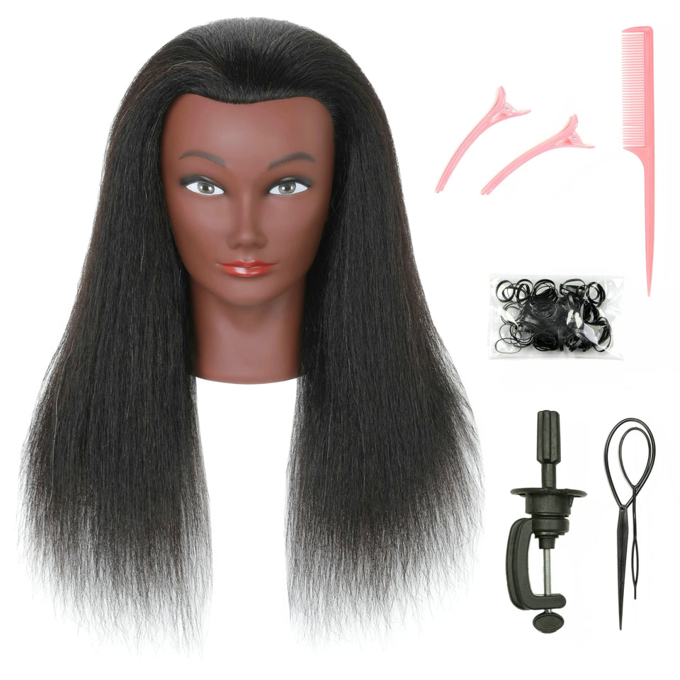 LECIPO mannequin head with 22-inch real hair for authentic braiding practice
