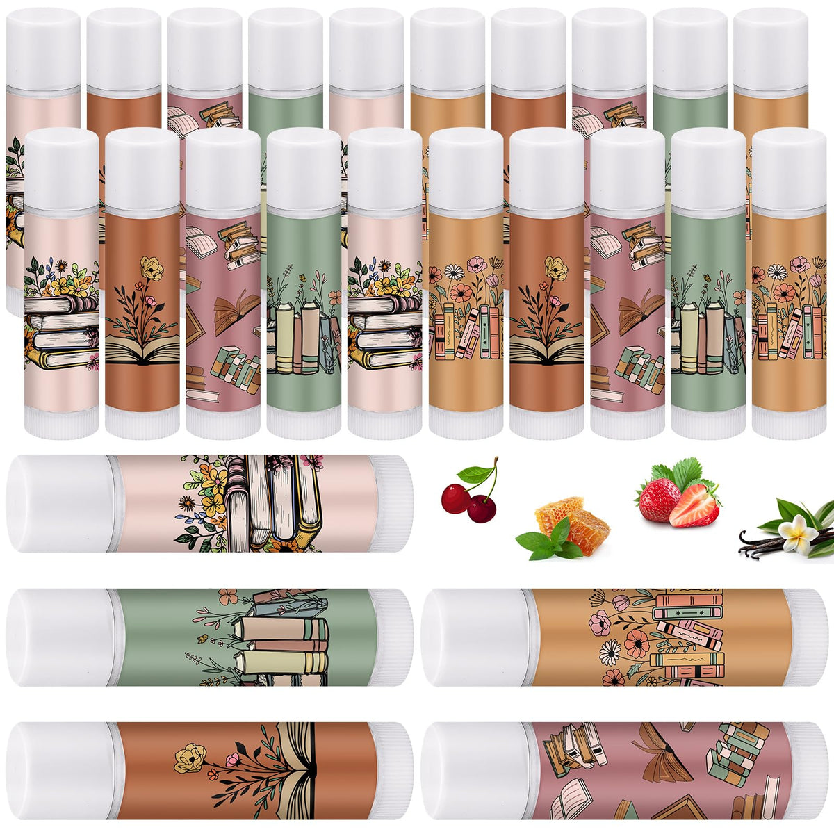 Leelosp bookish lip balms bulk 25-pack for sharing at book clubs