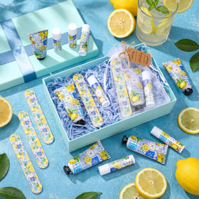Leelosp Capri Lemon lip balm with blue porcelain accents for smooth lips