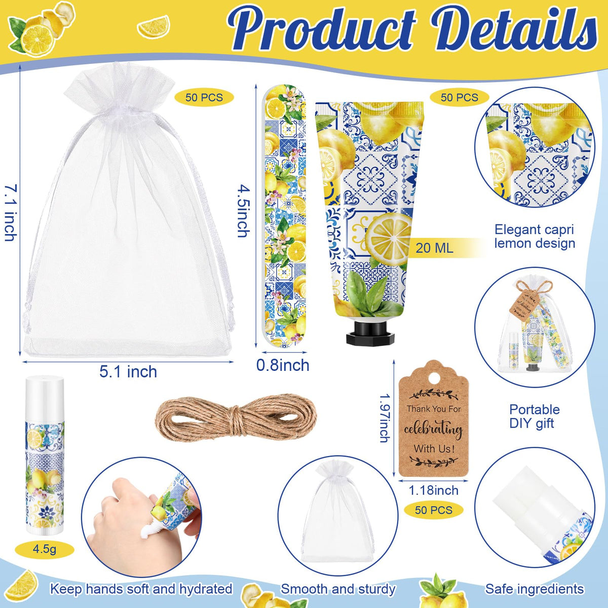 Leelosp Capri Lemon nail file with vibrant artwork for grooming