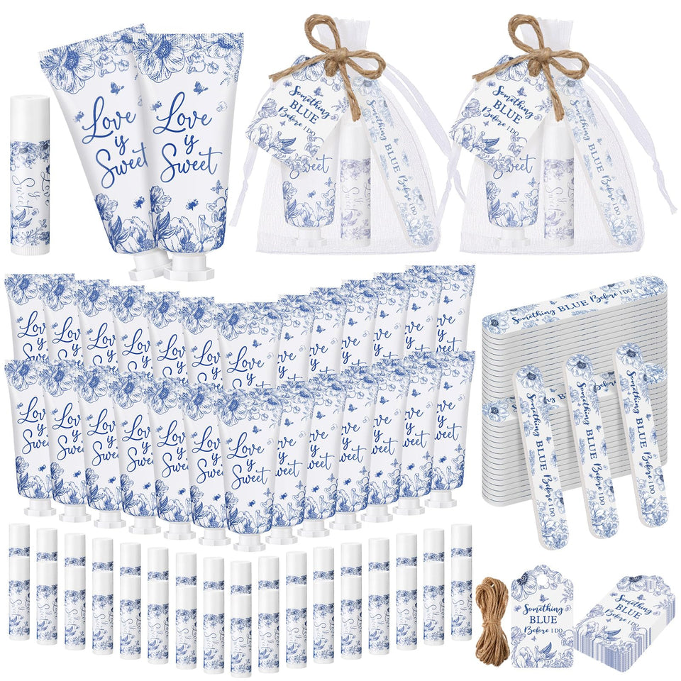 Leelosp Something Blue bridal shower collection hero image with elegant wedding favors