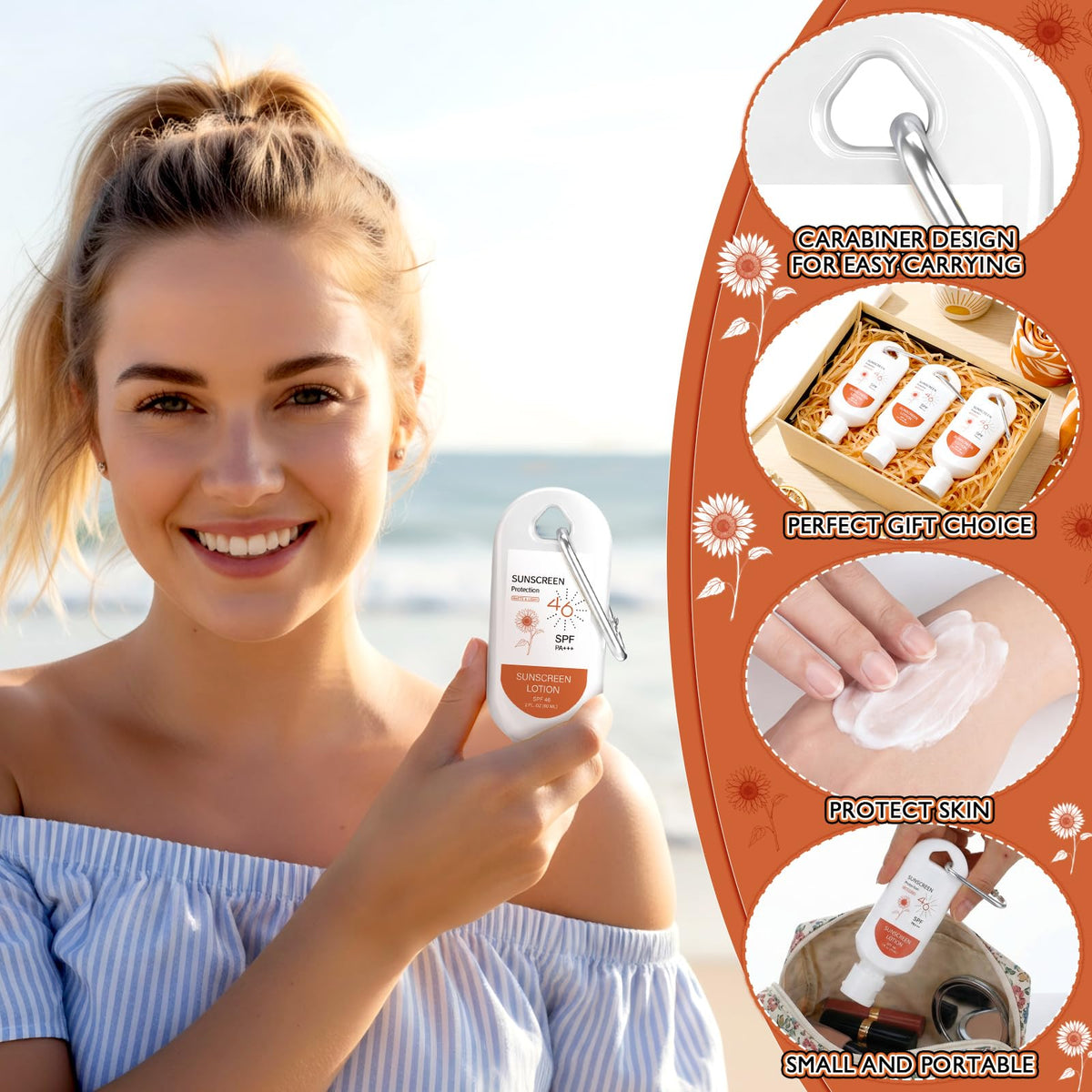 Leelosp SPF 46 sunscreen demonstrating water resistance for pool and beach use.
