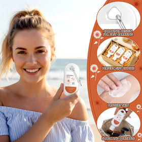 Leelosp SPF 46 sunscreen demonstrating water resistance for pool and beach use.