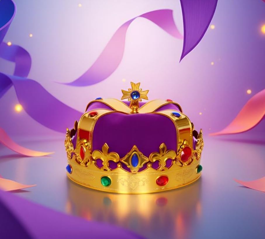 LEEMASING crown front view with ornate jewels for eye catching stage presence