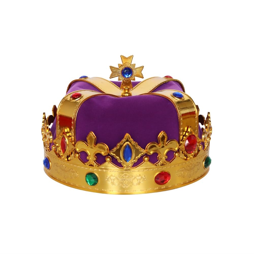 LEEMASING royal jeweled crown with purple embellishments for standout costumes