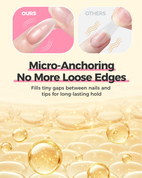 LEENEXUS Fast-drying nail glue shows 5s to 60s set times without UV lamp.