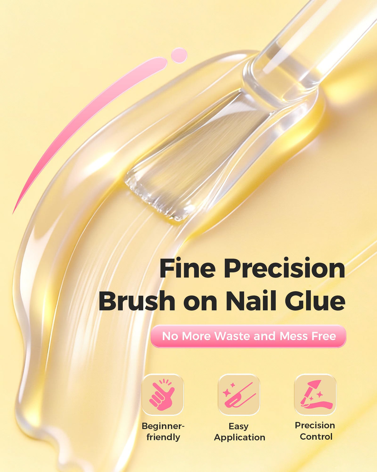 LEENEXUS Precision brush enables clean, mess-free nail glue application.