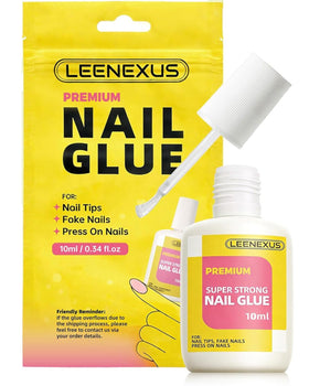 LEENEXUS brush-on nail glue bottle for precise, mess-free application.
