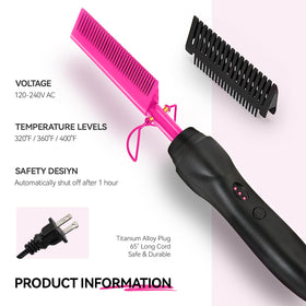 Leeons hot comb metal plate provides quick heat transfer for fast styling.
