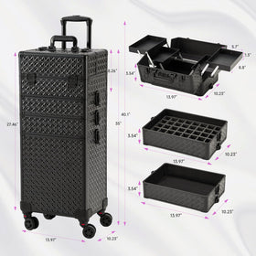 Leeora&Leekoo makeup train case top compartments enable quick access during sessions