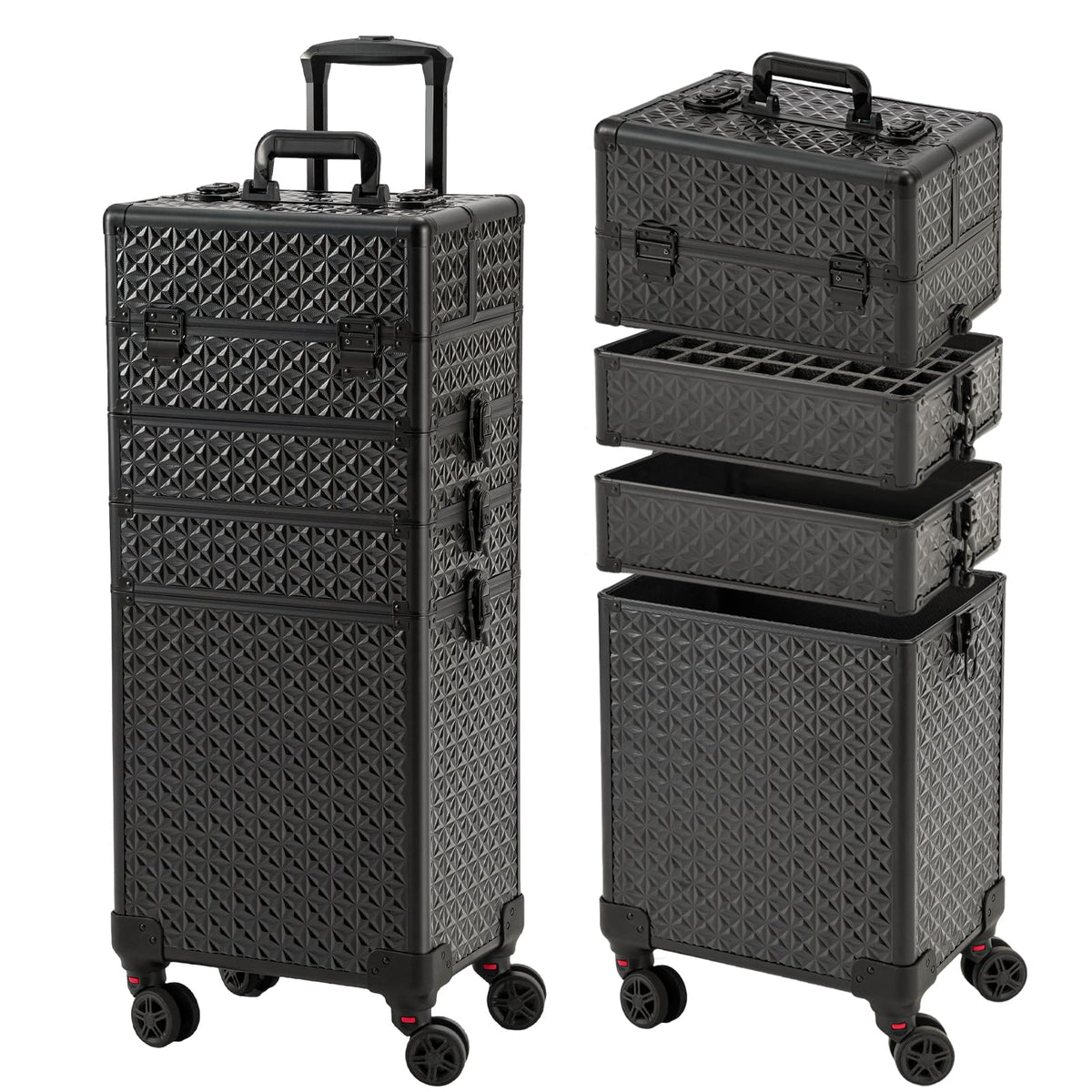 Leeora&Leekoo nail case with wheels showcases a multi-storey design for on-the-go work