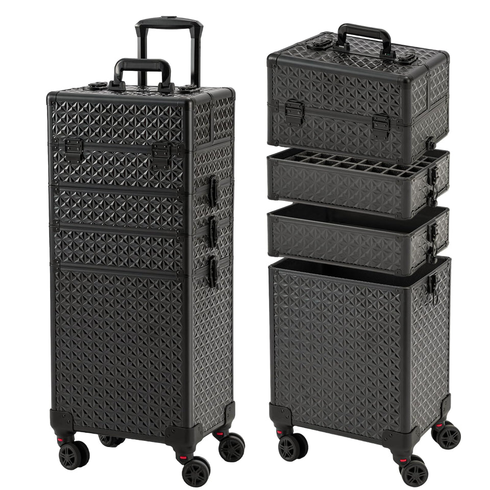 Leeora&Leekoo nail case with wheels showcases a multi-storey design for on-the-go work