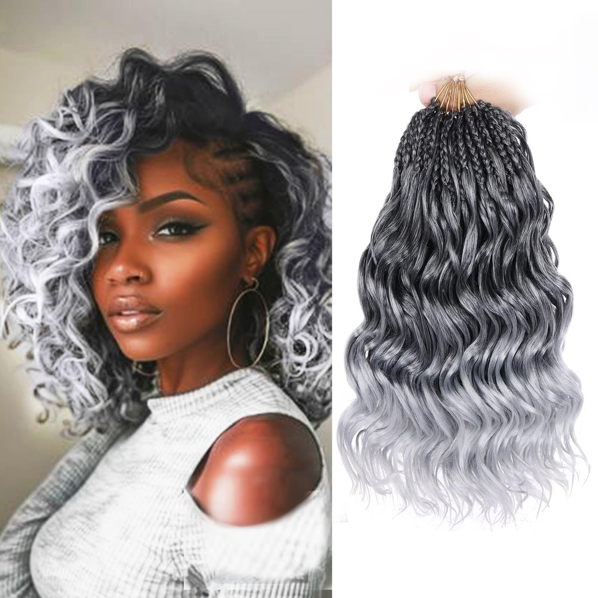 Leeven 10-inch pre-looped curly crochet hair ready for quick installation