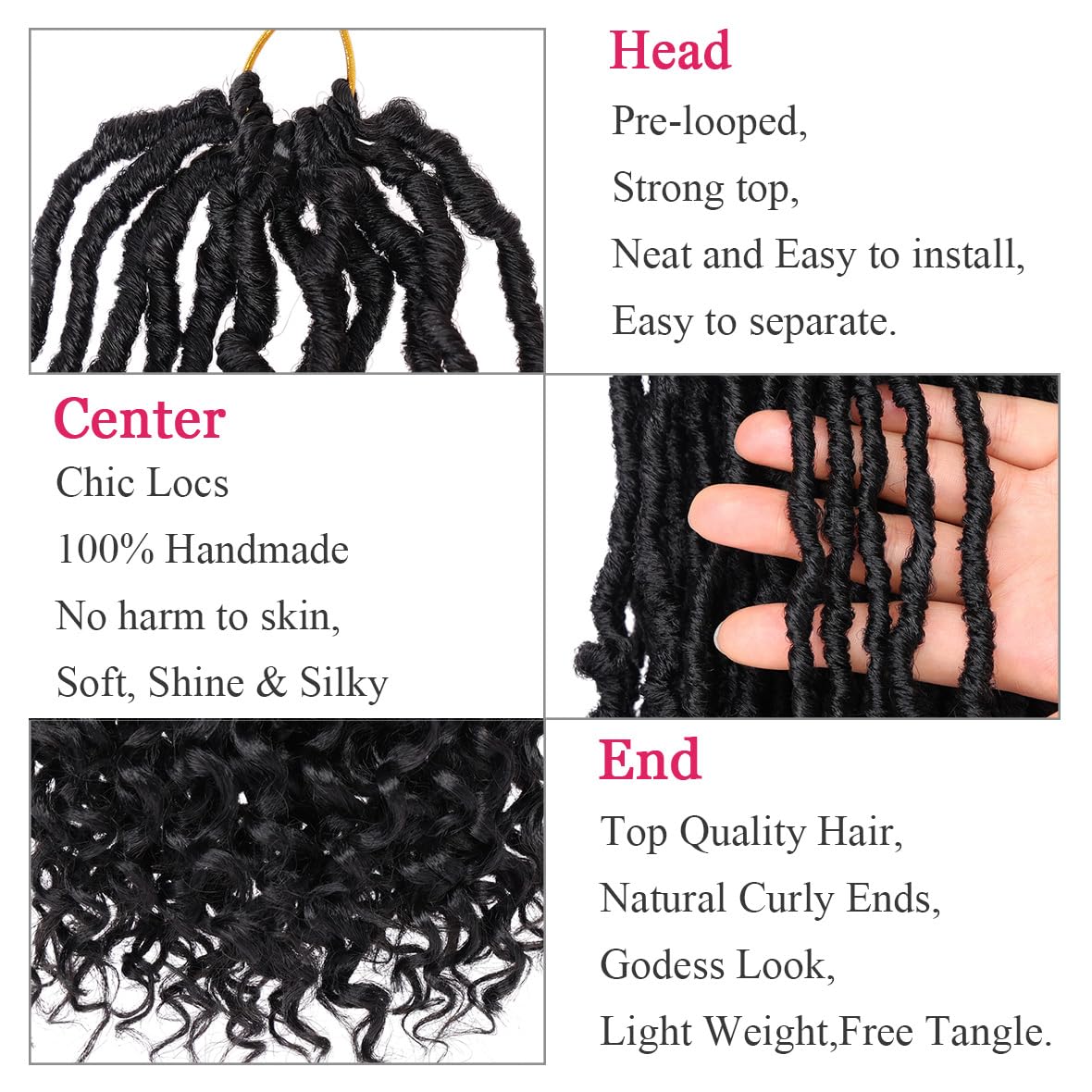 Leeven Bohemian soft locs in natural black 1B for daily wear.