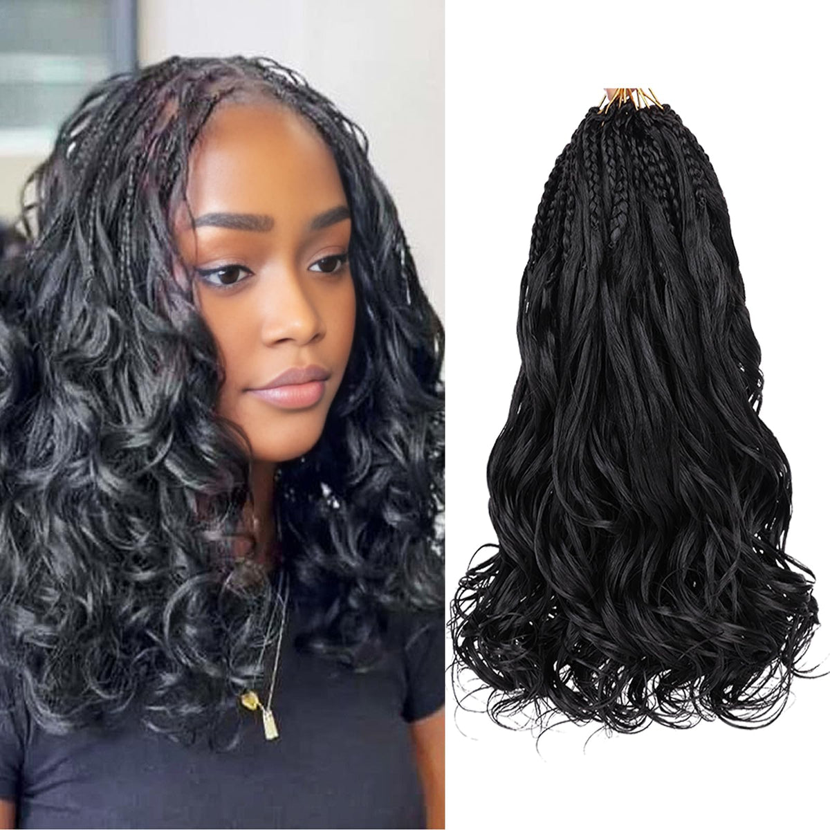 Leeven boho french curl crochet braids 12 inch display natural, full-bodied texture for easy styling