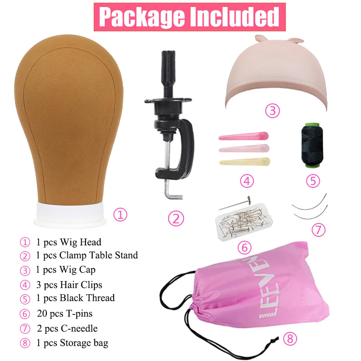 Leeven canvas head with 22 inch circumference for wig fitting