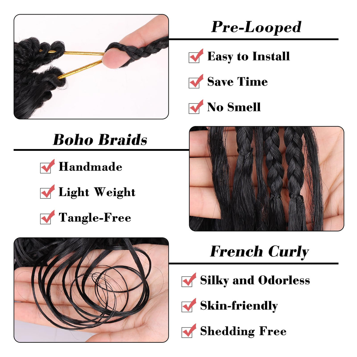 Leeven crochet hair installation process demonstrates lightweight tangle-free styling