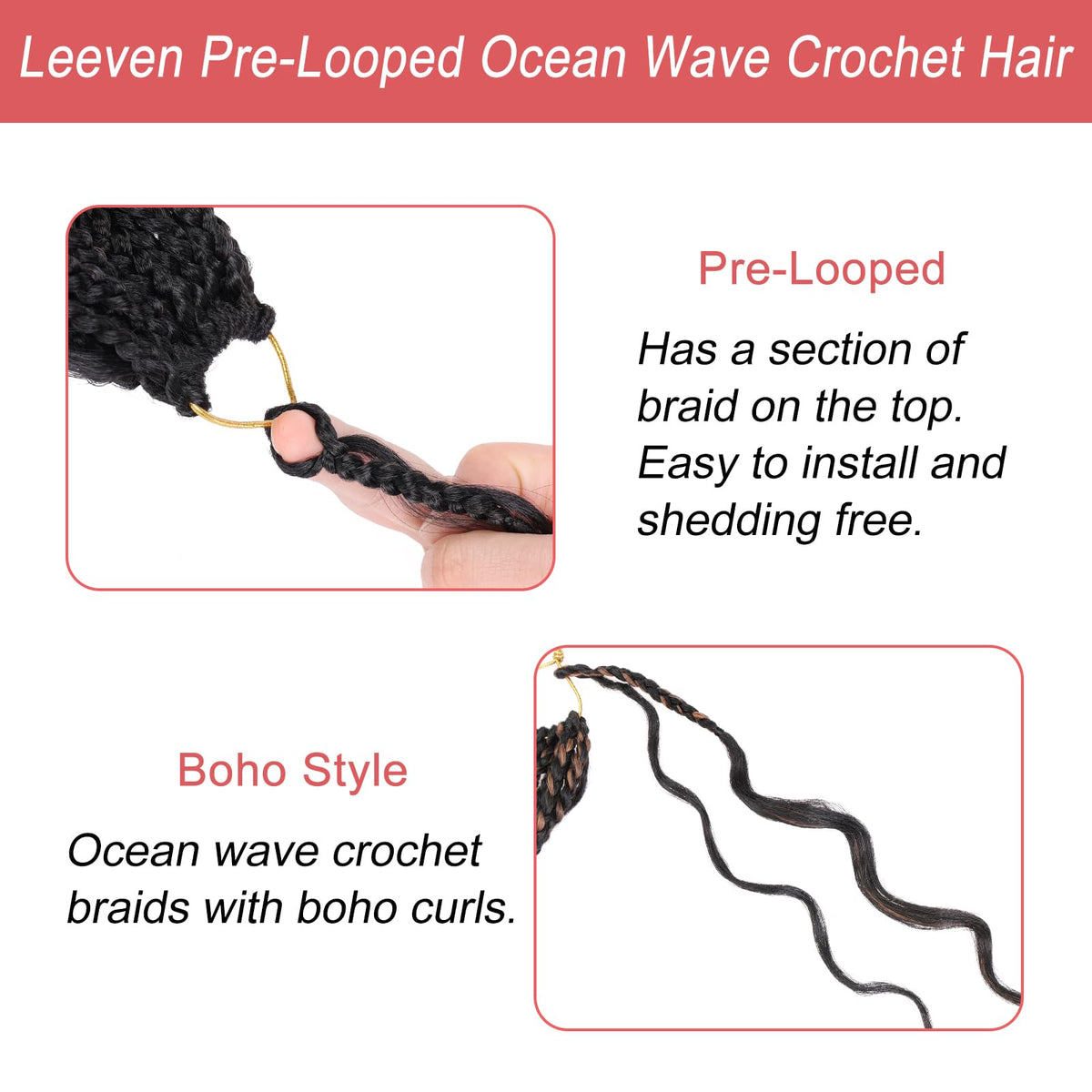 Leeven deep wavy curls with bounce and movement