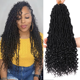 Leeven Goddess Locs 18-inch curly ends for a natural, flowing look.