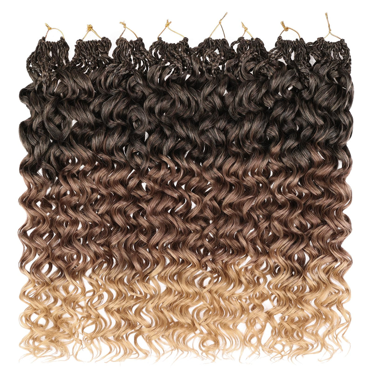 Leeven Gogo Curl ombre brown to honey blonde color blend for length