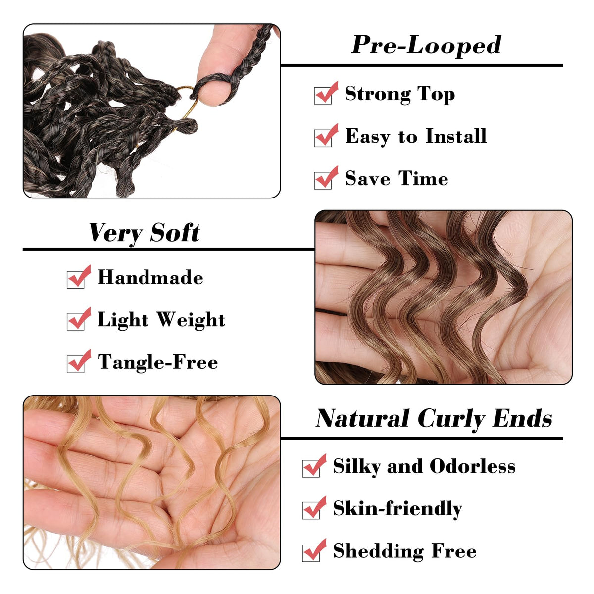 Leeven Gogo Curl short top braid design for easier installation