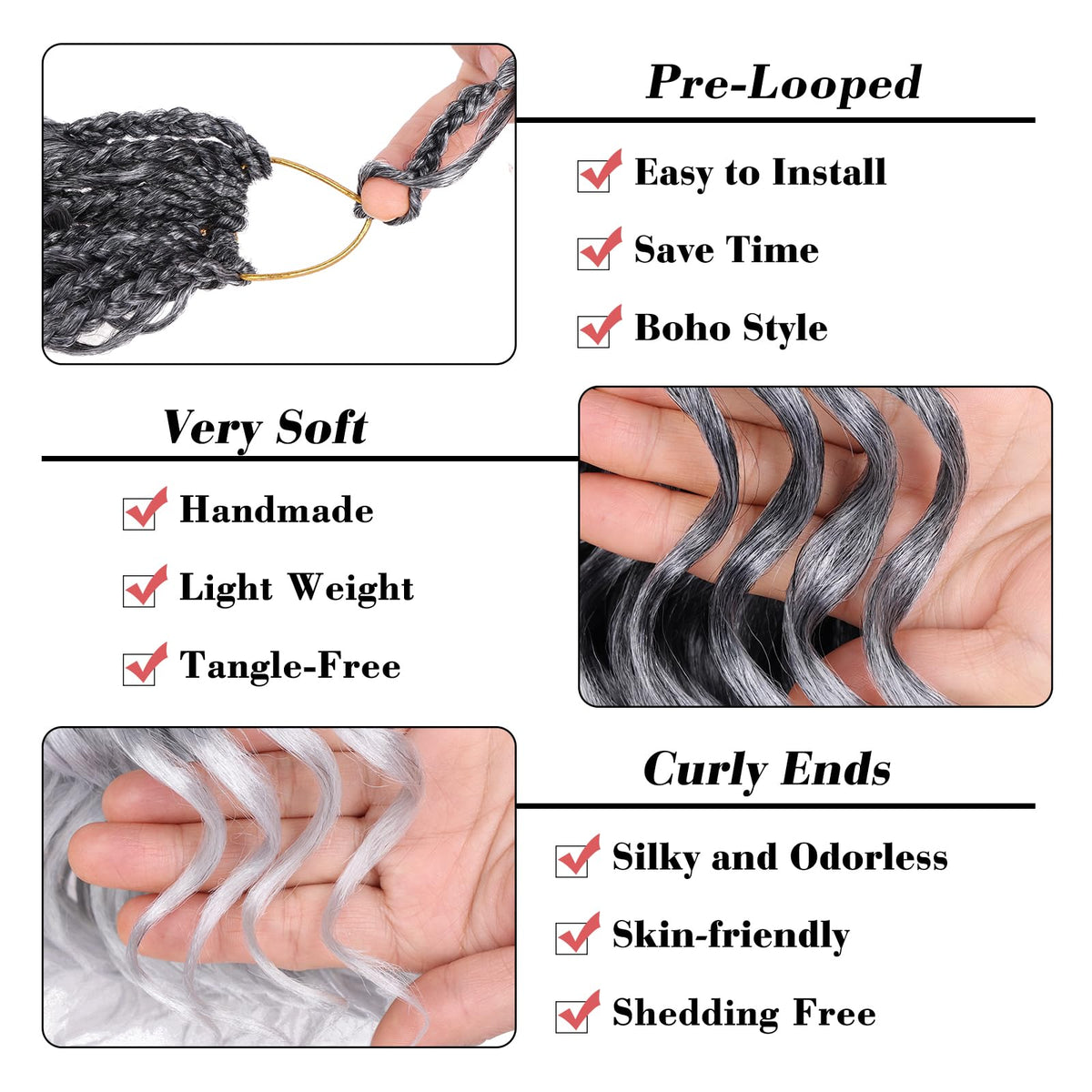 Leeven lightweight soft crochet hair with deep waves