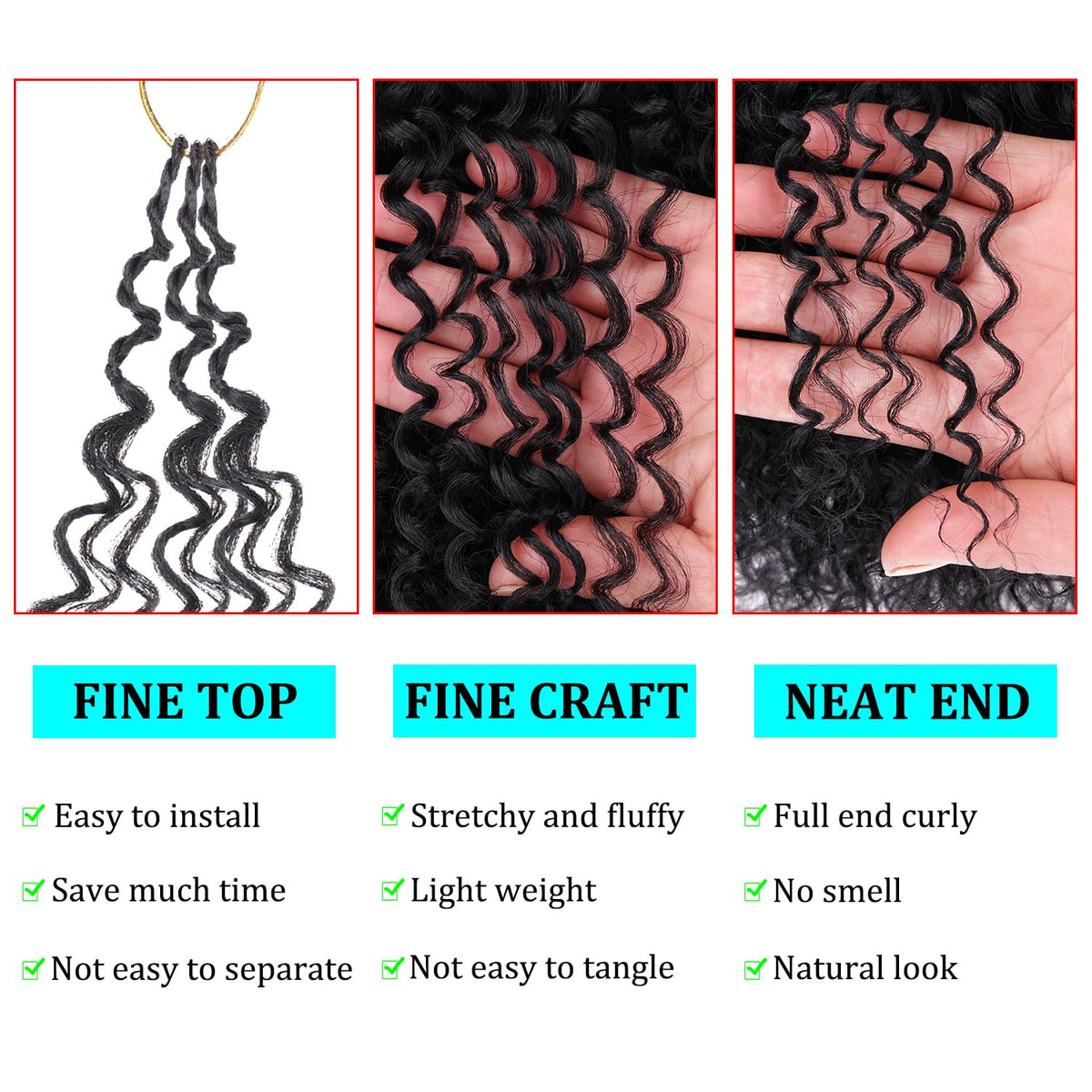 Leeven micro curly crochet hair 8 inch pack with smooth waves and luster.